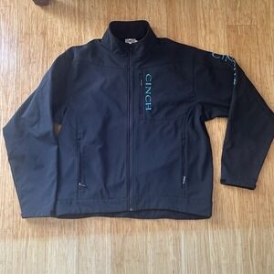 Cinch Softshell Rodeo Men's Brown 2XL Jacket Spellout Fleece Lined